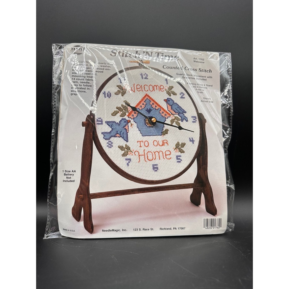 NeedleMagic Stitch 'N Time Welcome Clock Counted Cross Stitch Kit Vintage Birds